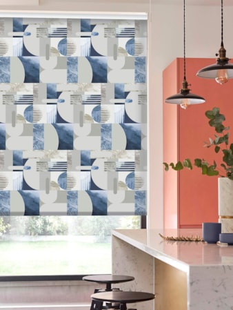 Connect Denim Geometric Roller Blind Connect Denim Roller Blind