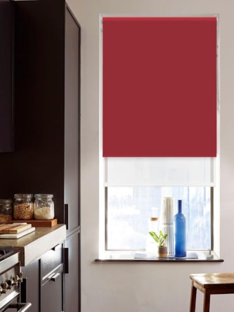 Blackout Garnet Red and Sheer White Double Roller Blind Blackout Garnet Red and Sheer White Double Roller Blind