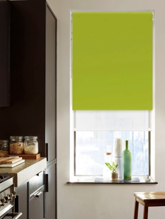 Blackout Lime Green and Sheer White Double Roller Blind Blackout Lime Green and Sheer White Double Roller Blind