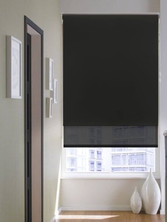 Blackout Black and Sheer Black Double Roller Blind Blackout Black and Sheer Black Double Roller Blind