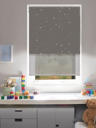 Blackout Silver Stars and Sheer Metal Double Roller Blind Blackout Silver Stars and Sheer Metal Double Roller Blind