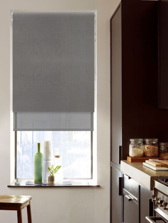 Blackout Windsor Dark Grey and Sheer Dark Grey Double Roller Blind Blackout Windsor Dark Grey and Sheer Dark Grey Double Roller Blind