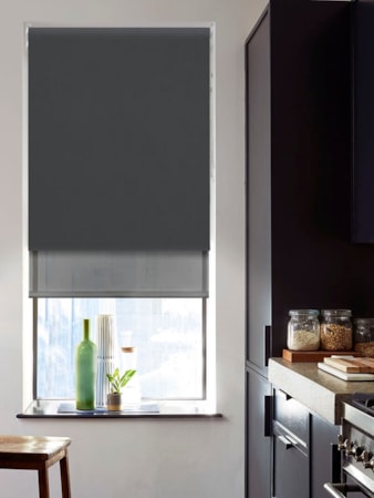 Blackout Zinc and Sheer Dark Grey Double Roller Blind Blackout Zinc and Sheer Dark Grey Double Roller Blind
