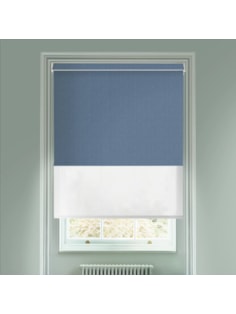 Denim Blue Blackout And Sheer White Electric Double Blind
