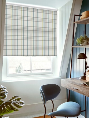 Devon Check Teal Roller Blind Devon Check Teal