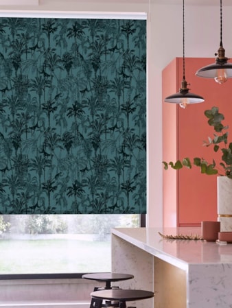 Amazon Teal Tropical Roller Blind by Boon & Blake Amazon Teal Tropical Roller Blind by Boon & Blake
