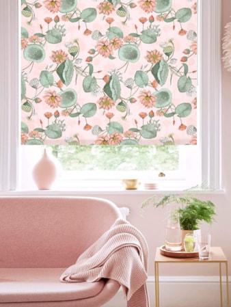 Sacred Lotus Blush Floral Roller Blind by Boon & Blake Sacred Lotus Blush Floral Roller Blind by Boon & Blake