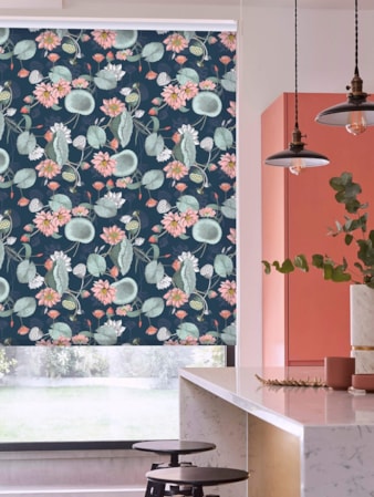 Sacred Lotus Marine Floral Roller Blind by Boon & Blake Sacred Lotus Marine Floral Roller Blind by Boon & Blake