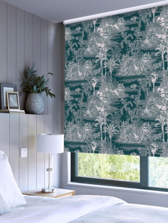 Tropical Toile Teal Roller Blind by Boon & Blake Tropical Toile Teal Roller Blind by Boon & Blake