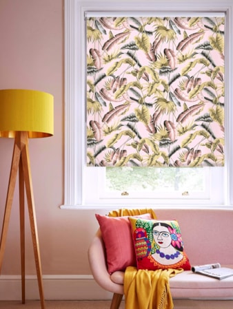 Venezuela Blush Tropical Leaf Roller Blind by Boon & Blake Venezuela Blush Tropical Leaf Roller Blind by Boon & Blake