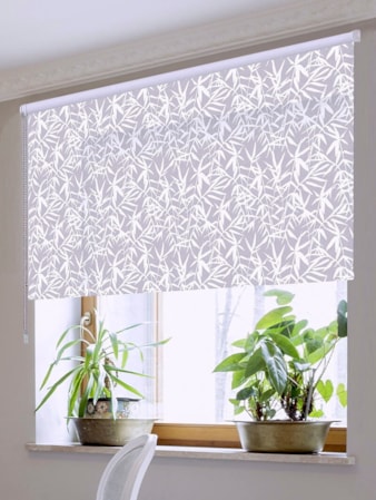 Bamboo Shadows Grey Floral Leaf Roller Blind Bamboo Shadows Grey Floral Roller Blind