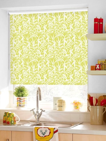 Bamboo Shadows Lime Floral Leaf Roller Blind Bamboo Shadows Lime Floral Roller Blind