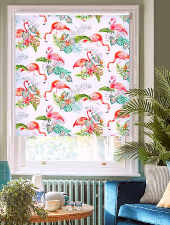 Tropical Flamingo Bright Floral Roller Blind Tropical Flamingo Bright Floral Roller Blind