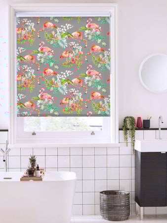 Tropical Flamingo Charcoal Floral Roller Blind Tropical Flamingo Charcoal Floral Roller Blind