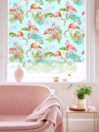 Tropical Flamingo Sky Floral Roller Blind Tropical Flamingo Sky Floral Roller Blind