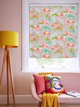 Tropical Flamingo Stone Floral Roller Blind Tropical Flamingo Stone Floral Roller Blind