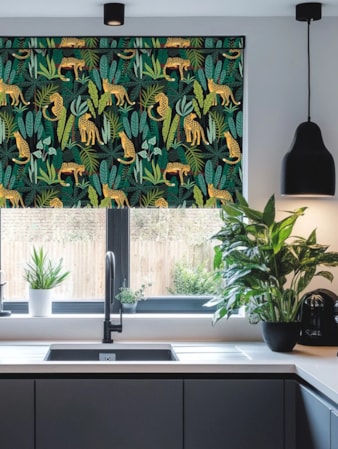 Junglist Floral Roller Blind Jungle Leaf and Leopard Roller Blind