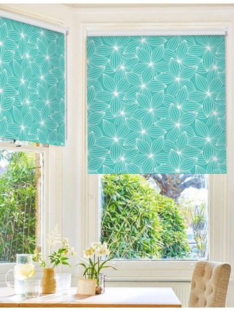 Starflower Aqua Floral Roller Blind Starflower Aqua Floral Roller Blind