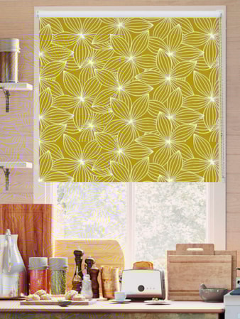 Starflower Mustard Floral Roller Blind Starflower Mustard Floral Roller Blind