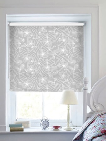 Starflower Pale Grey Floral Roller Blind Starflower Pale Grey Floral Roller Blind
