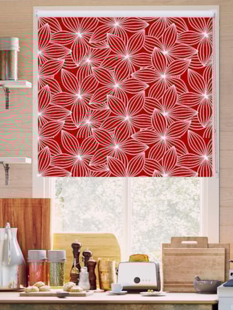 Starflower Red Floral Roller Blind Starflower Red Floral Roller Blind
