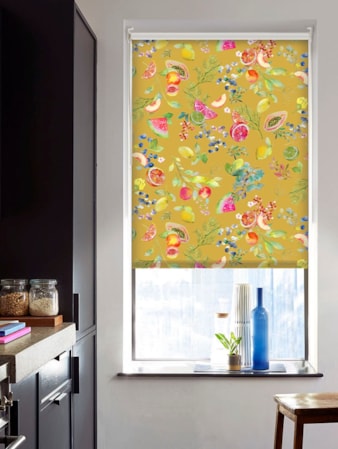 Tutti Frutti Mustard Floral Fruit Print Roller Blind Tutti Frutti Mustard Floral Fruit Print Roller Blind