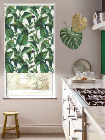 Jungle Leaves Day on Linen Blackout Roller Blind Jungle Leaves Day on Linen Blackout Roller Blind