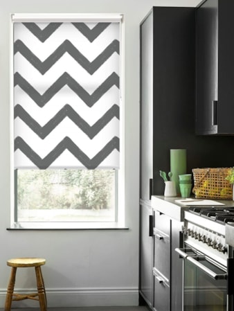 Chevron Dark Grey Roller Blind Dark Grey Chevron