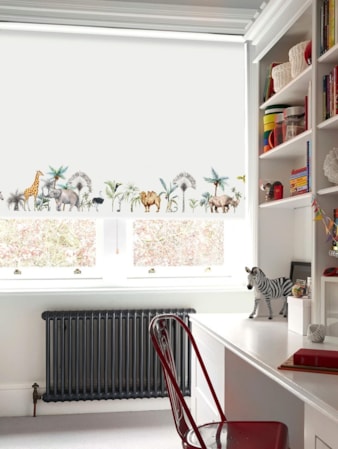Safari Border Natural Cordless Spring Loaded Roller Blind Safari Border Natural Cordless Spring Loaded Roller Blind