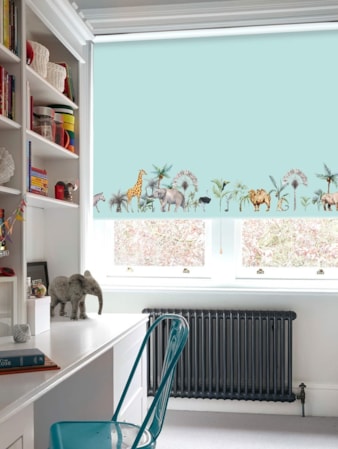 Safari Border Sky Cordless Spring Loaded Roller Blind Safari Border Sky Cordless Spring Loaded Roller Blind