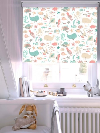 Under The Sea Pastel Blackout Cordless Spring Loaded Roller Blind Under The Sea Pastel Blackout Cordless Spring Loaded Roller Blind