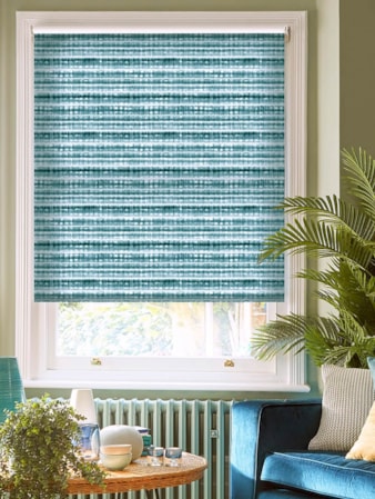 Shibori Stripe Teal Roller Blind Shibori Stripe Teal Roller Blind
