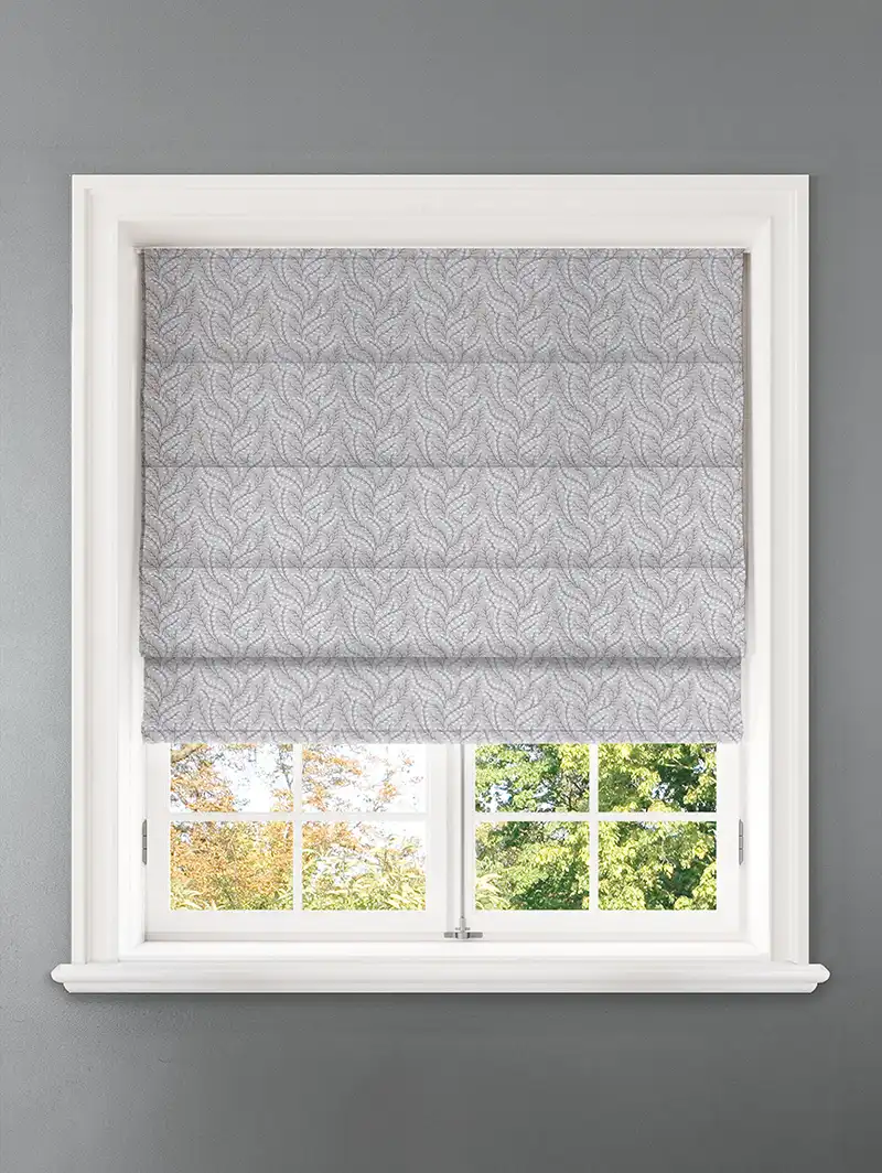 Embroidered Buds Natural Leaf Pattern Roman Blind