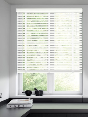 Clean White Faux Wood Venetian Blind With Tapes Clean White Faux Wood Venetian Blind With Tapes