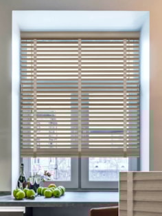 Warm Grey Wood Grain Faux Wood Venetian Blind With Tapes Warm Grey Wood Grain Faux Wood Venetian Blind With Tapes