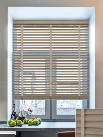 Warm Grey Wood Grain Faux Wood Venetian Blind With Tapes Warm Grey Wood Grain Faux Wood Venetian Blind With Tapes
