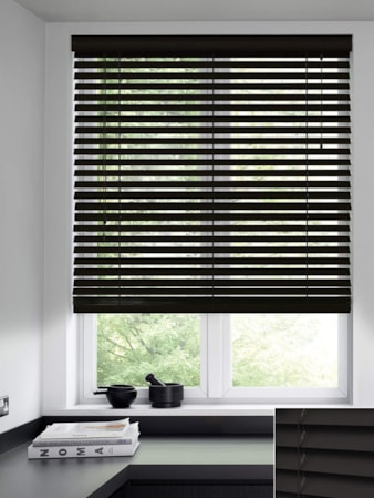 Caviar Black Real Wood Venetian Blind Caviar Black Real Wood Venetian Blind
