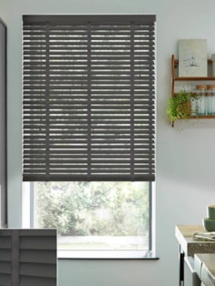 Anthracite Grey Real Wood Venetian Blind With Tapes Anthracite Grey Real Wood Venetian Blind With Tapes