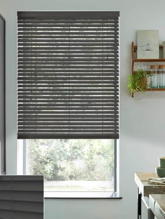 Anthracite Grey Real Wood Venetian Blind Anthracite Grey Real Wood Venetian Blind