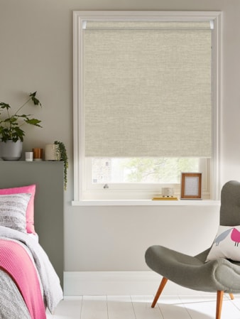 Grey Linen Blackout Grip Fit Roller Blind Grey Linen Blackout Grip Fit Roller Blind