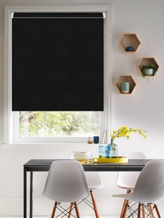 Linen Black Blackout Grip Fit Roller Blind Linen Black Blackout Grip Fit Roller Blind