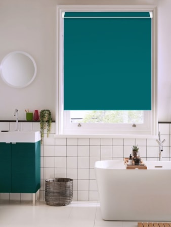 Tiki Teal Blackout Grip Fit® No Drill Roller Blind Tiki Teal Blackout Grip Fit® No Drill Roller Blind