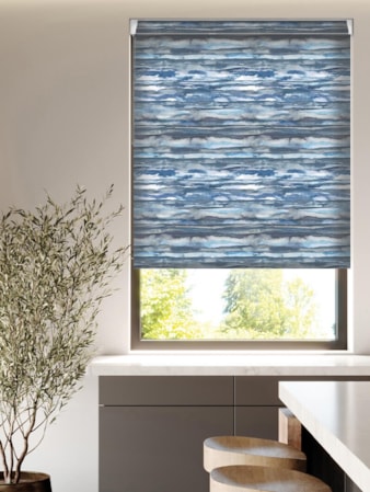 Aquarelle Stripe Denim Grip Fit Roller Blind Aquarelle Stripe Denim Grip Fit Roller Blind