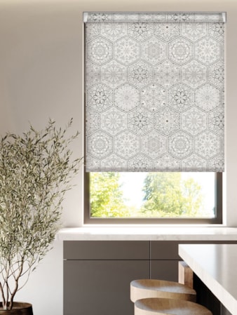 Moroccan Tile Grey Grip Fit Roller Blind Moroccan Tile Grey Grip Fit Roller Blind
