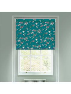 Hummingbird Teal Electric Roller Blind by Lorna Syson