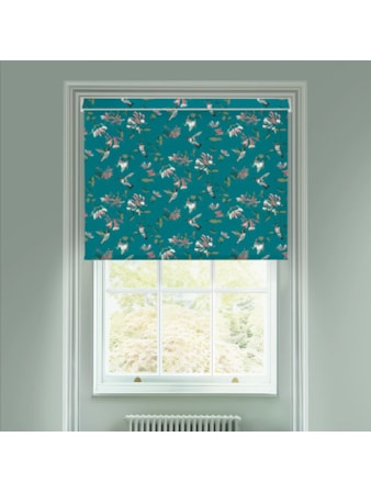 Hummingbird Teal Electric Roller Blind by Lorna Syson