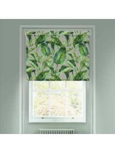 Jungle Leaves Grey Floral Electric Roller Blind