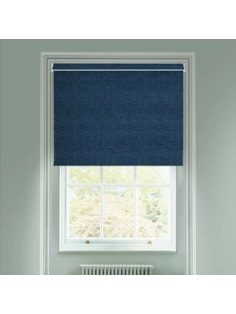 Linen Navy Blue Blackout Electric Roller Blind