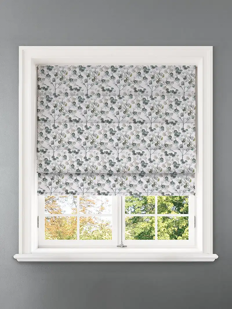 Lunaria Seafoam Leaf Pattern Roman Blind