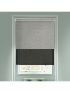 Melbourne Charcoal Grey  Blackout And Sheer Black Electric Double Blind